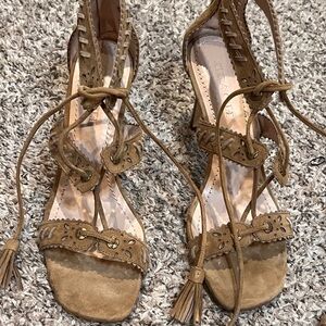 Coach Brown Lace-Up Sandals